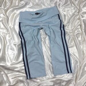 y2k Yoga Pants Light Blue Excellent Riley & James Side Stripe Cropped Leggings